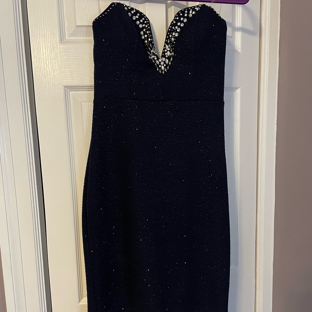 Navy Blue Glitter Cocktail Dress